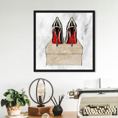 " Red Heels Red Shoes, Luxury High Heels Modern Black " Painting Print