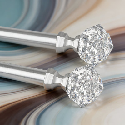 Adjustable Single Curtain Rod Set (2 Pack) - Telescoping & Splicing Design For Custom Window Fit, Decorative Diamond Finial, Heavy-Duty Support For All Curtain Types