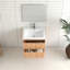 Meuble-lavabo flottant 24 po 24 po, en bois massif, à fixation murale, avec tiroirs, lavabo en résine blanche, conception américaine, armoire de largeur, lavabo rainuré, style,