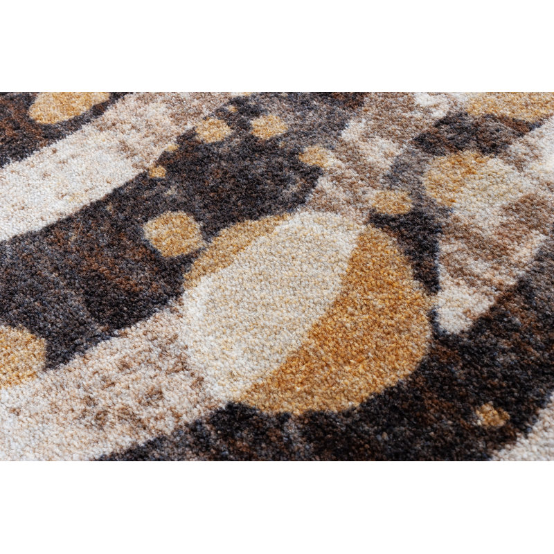 Tapis brun tissé à la machine Abimbola, Rectangle 4 pi x 5 pi