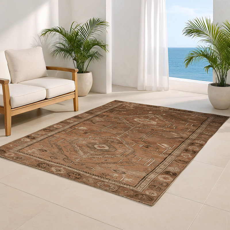 Tapis turc intérieur et extérieur brun, Rectangulaire 2 pi x 3 pi