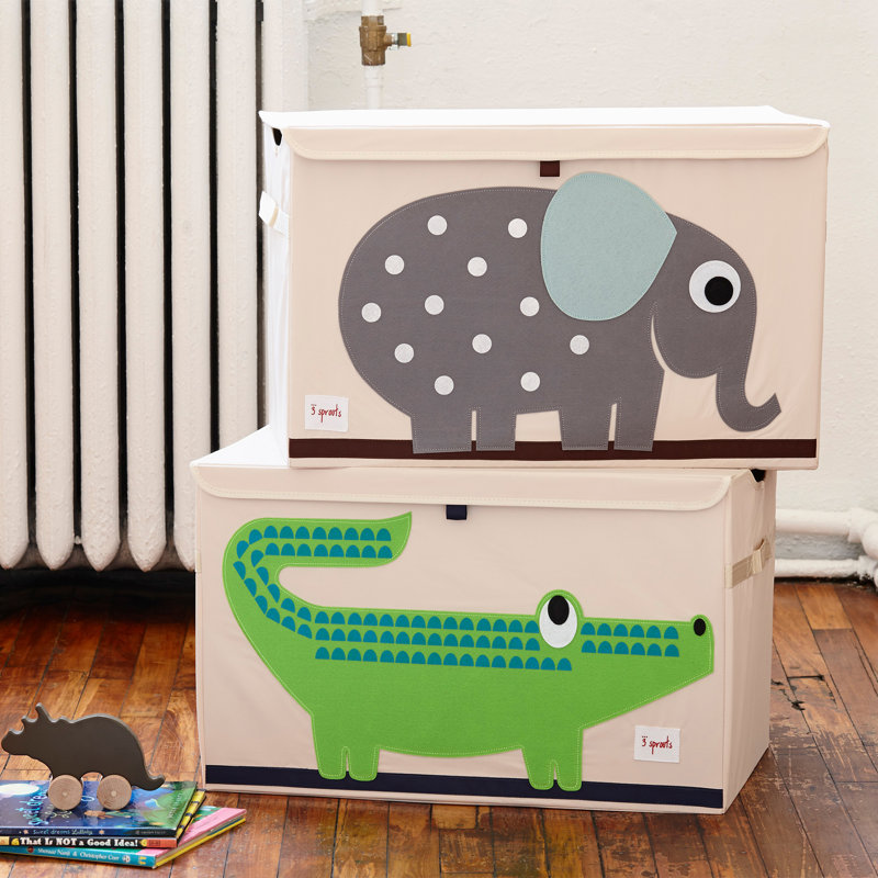 Green Crocodile Fabric Toy Chest with Handles