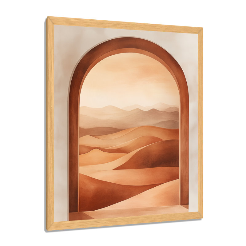 Arche beige-brun horizon désertique - Tableau encadré, H 40 po x l 30 po, Cadre naturel