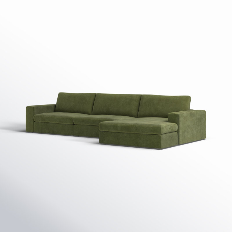 Canapé modulaire 3 pièces Ojai, Accoudoir à droite (vu de face), Chenille vert olive