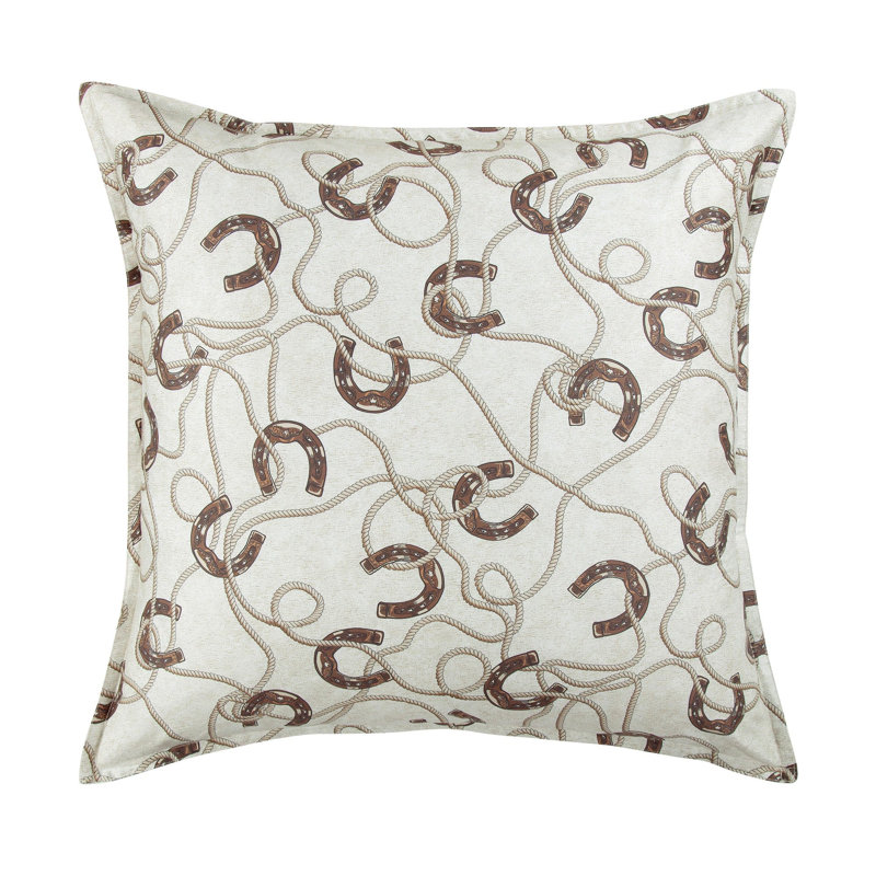 Taie décorative style occidental Tasha Polizzi 27 x 27 pouces, Fers à cheval bruns / brun clair