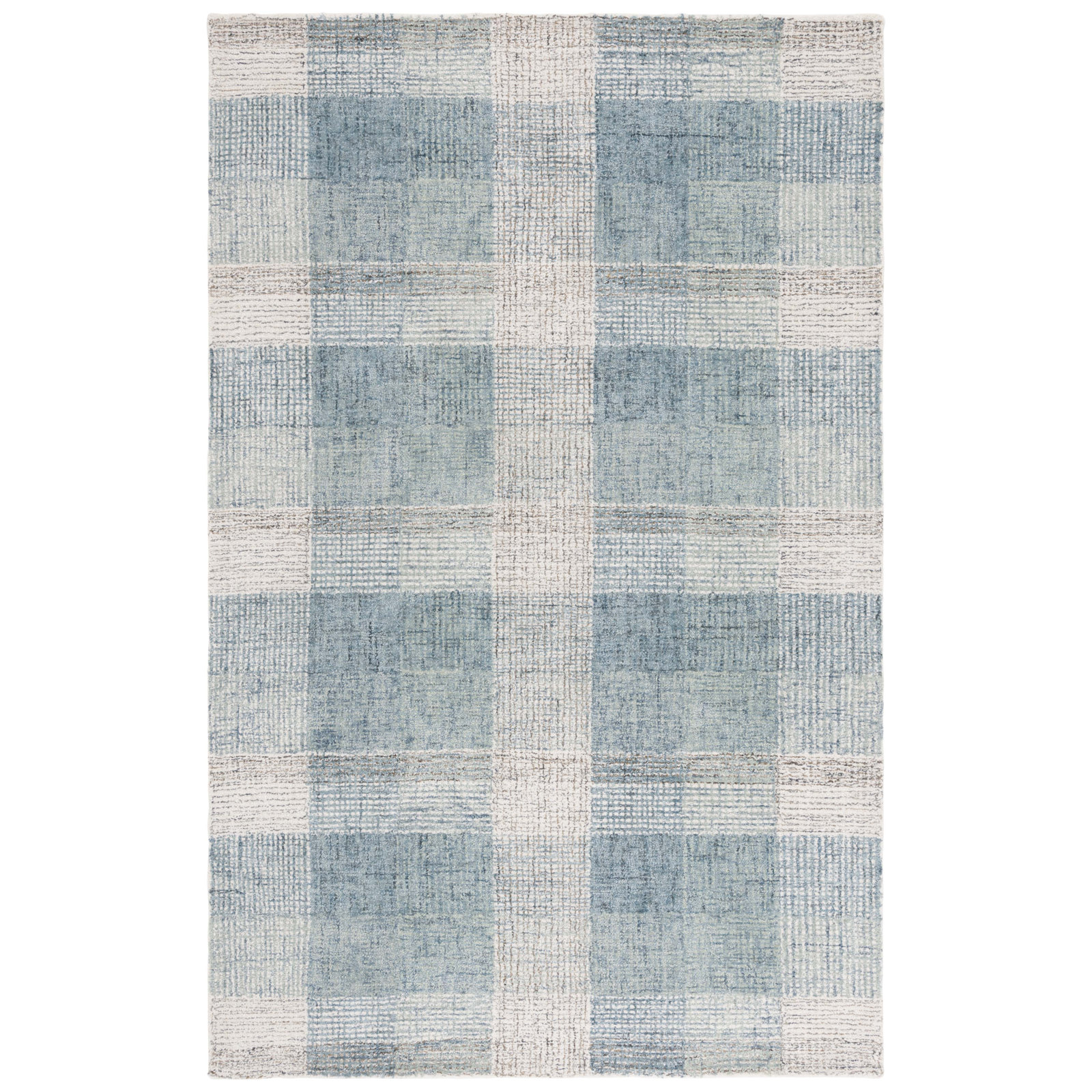 Hand-Tufted Wool Plaid Rug, Square 6'