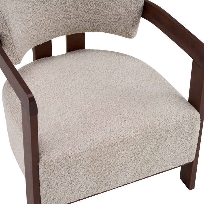 Chaise d'appoint Rexton Mid-Century moderne rembourrée avec structure en bois d'hévéa massif pour le salon, la chambre à coucher et le coin lecture