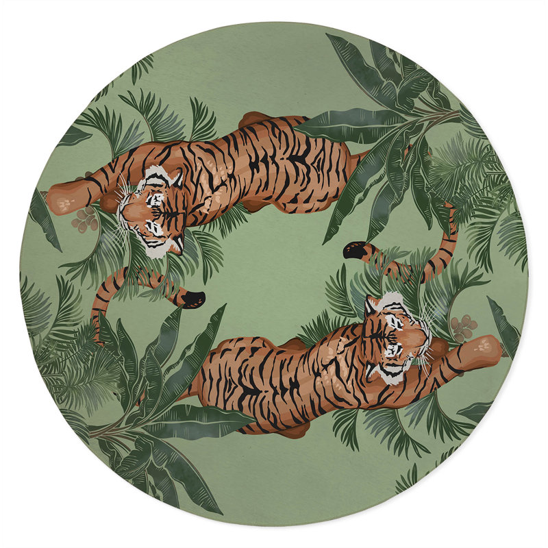 Rumble In the Jungle Outdoor Area Rug, Round 5'