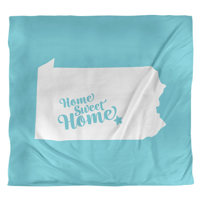 Housse de couette réversible simple Home Sweet Harrisburg, Microfibre, Housse de couette pour grand lit, Bleu sarcelle