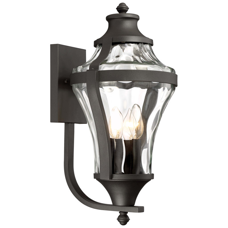 Lanterne murale d'extérieur noire à 4 ampoules Curcio, H 20,5 po x l 11 po x P 11,75 po