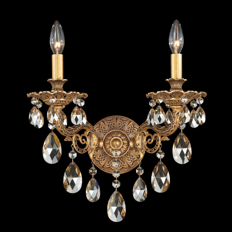 Milano 2 - Light Candle Wall Light, Strass Golden Teak, Ferro Black