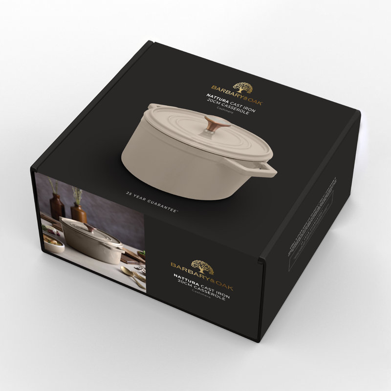 Barbary & Oak Cast Iron Dutch Oven, Cream, 2.2 Litres