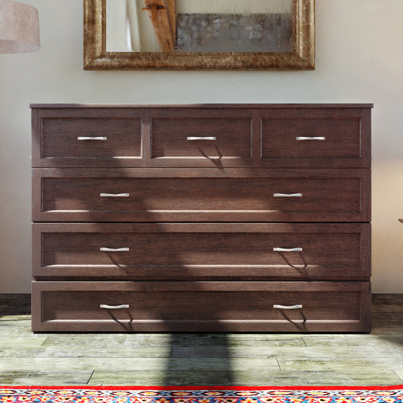 Andriena Murphy Bed Chest with 6" Mattress, Storage & Built-in Charger, Queen, Light Burnt Amber