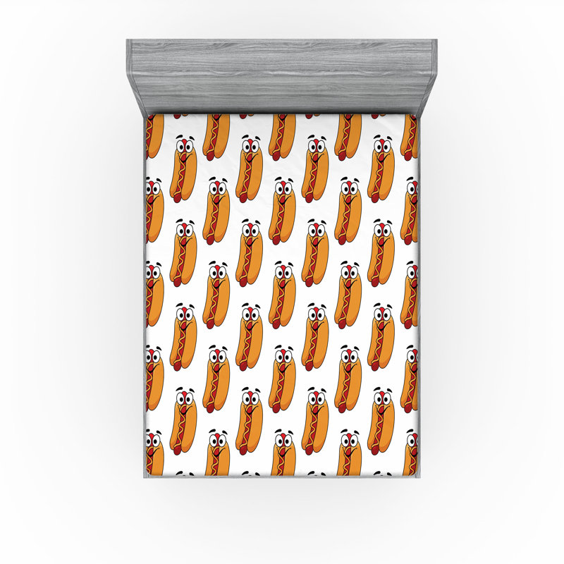 Ensemble de 2 draps-housse Ambesonne Hot Dog, Drap-housse pour grand lit