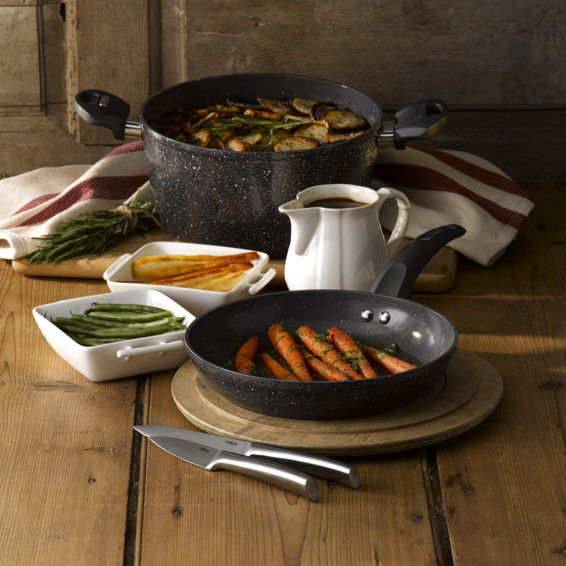 Tower T81272 Cerastone Induction Casserole Dish with Glass Lid, Non Stick Ceramic Coating, Easy to Clean, Graphite, 24 cm, 3L