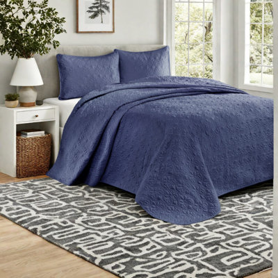 Reversible Cotton Bedding Set Navy, Comfortable Quilt For Home