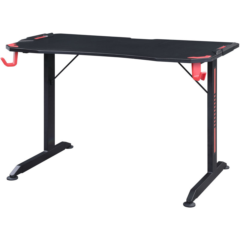 Black Carbon Fiber Gaming Desk with Monitor Shelf