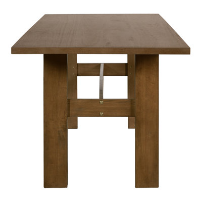 7 Pieces Modern Dining Set, Rustic Farmhouse Solid Wood Kitchen Table Set for 6, 71'' Large Retro Country Dinner Set with Walnut Chair, for Dining Ro