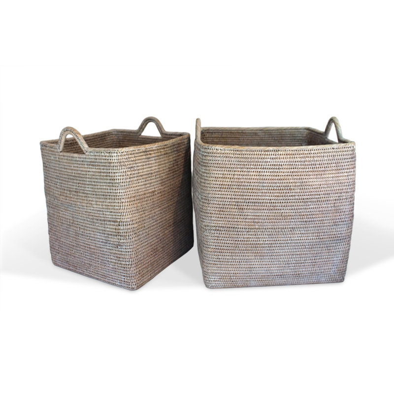 Wicker Decorative Basket Set, White Wash