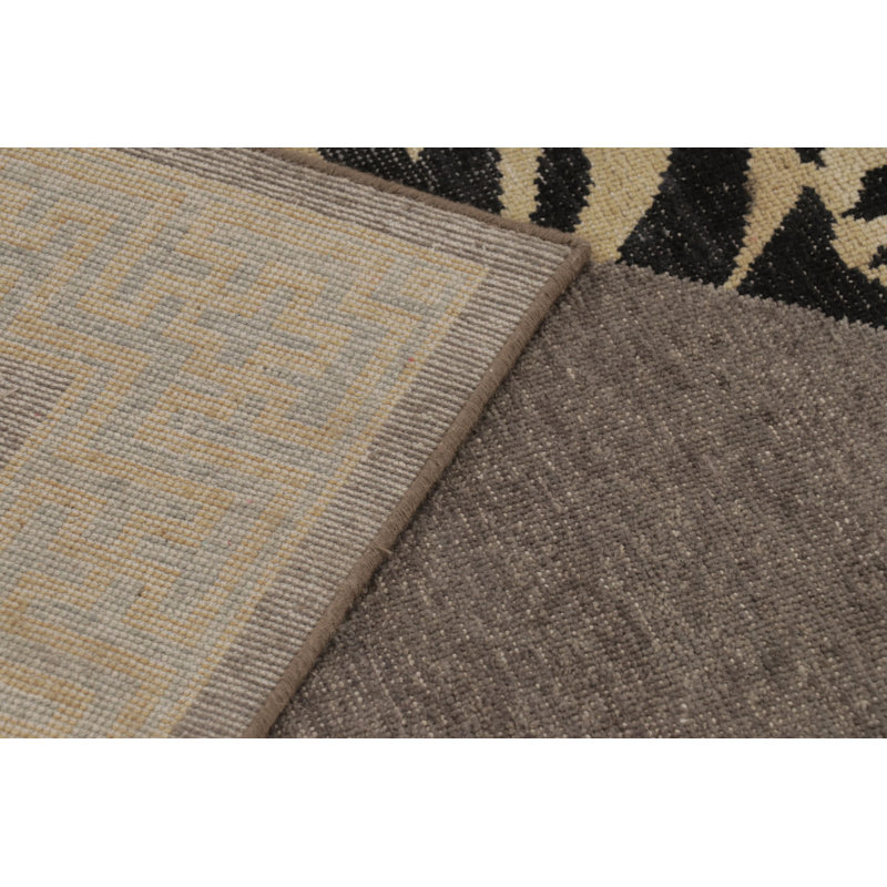 Rug & Kilim’S Distressed Tiger Rug In Taupe With Beige And Black Pictorial
