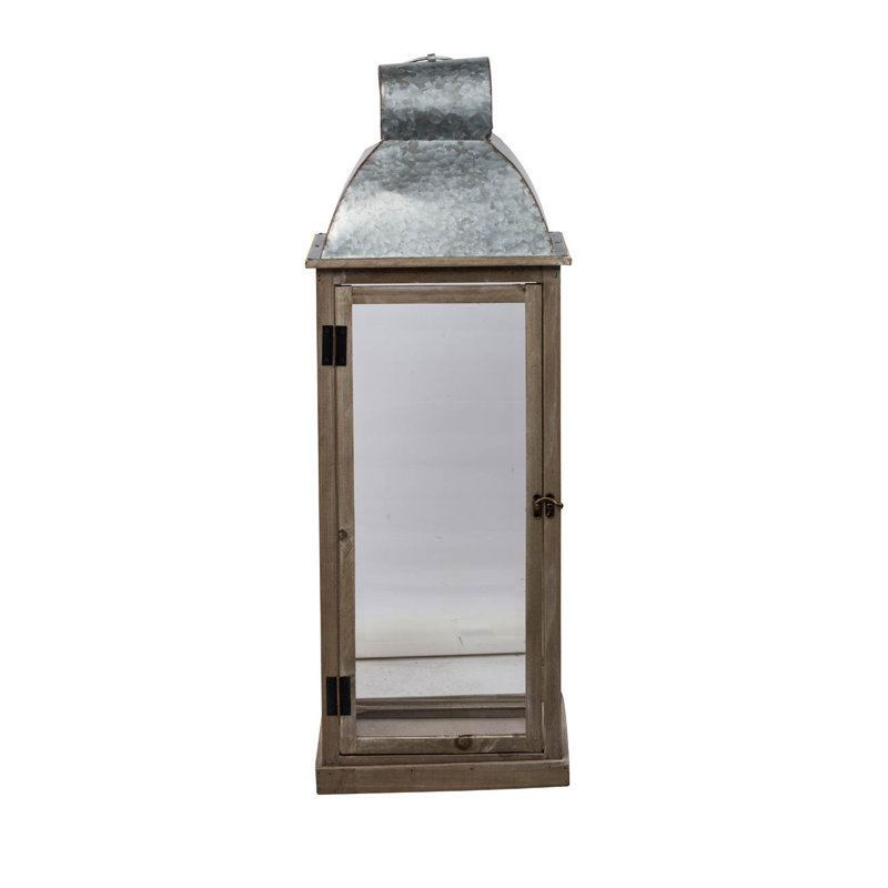 Toss Wooden Lanterns with Clear Glass Panels & Metal Dome Tops