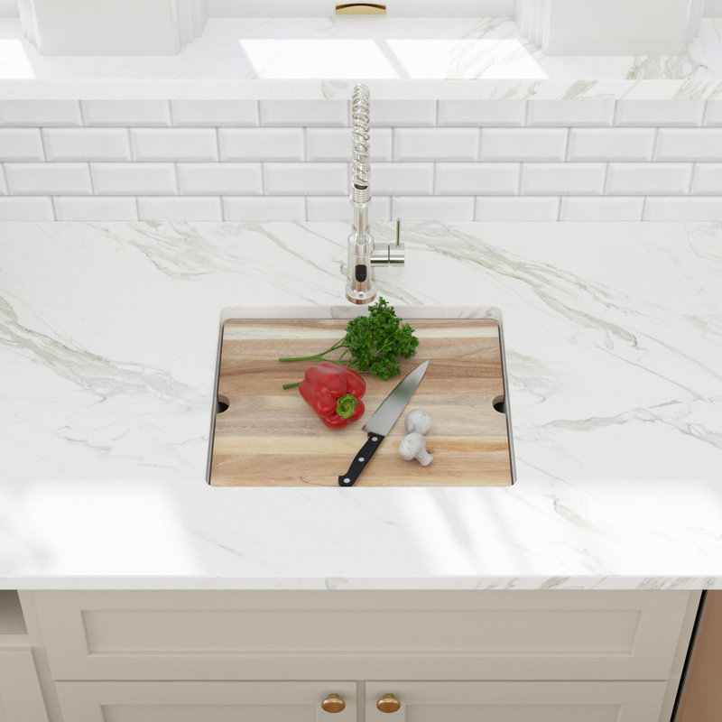 21'' L x 18'' W Quartz Undermount Workstation Kitchen Sink, White Granite Composite Single Bowl Kitchen Sink with Sink Grid, Strainer, Cutting Board and Roll-up Rack