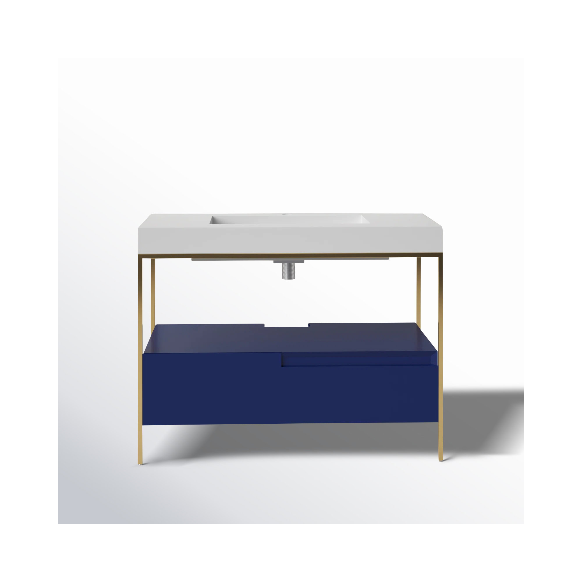 Armida 42" Single Bathroom Vanity Set, White, White, Navy Blue