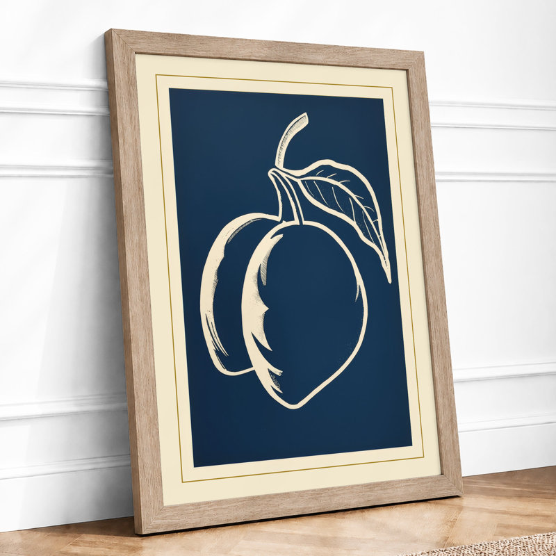Peach Study Botanical - Framed Print, A4 - 29.7 x 21.0 cm, Oak