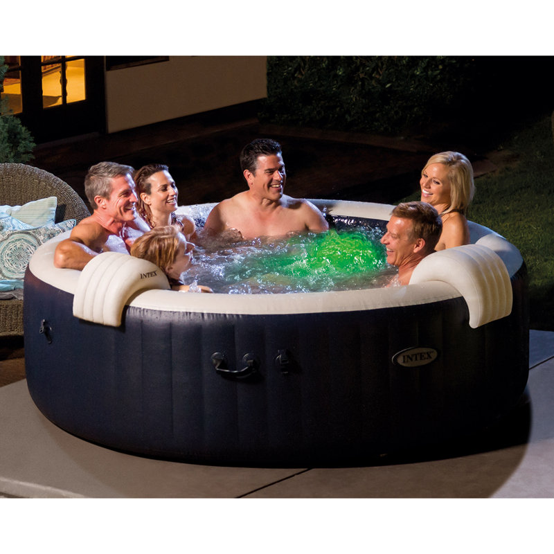 Intex PureSpa Plus 6-Person Round Inflatable Hot Tub with LED Lights