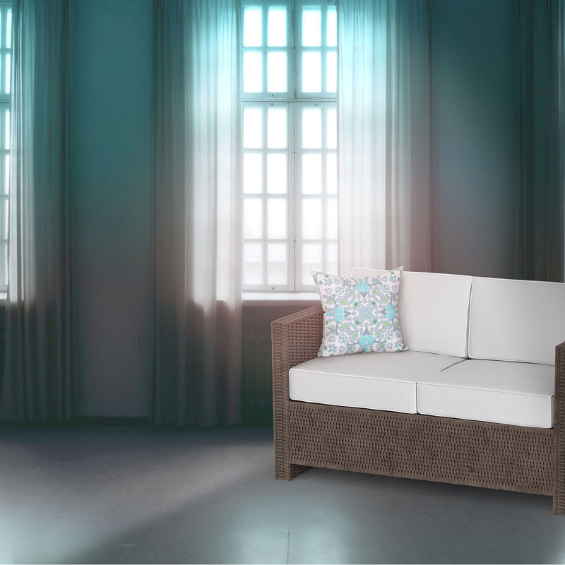 Housse et insert de coussin Aleighana, 18 po x 18 po, Blanc / bleu clair / vert