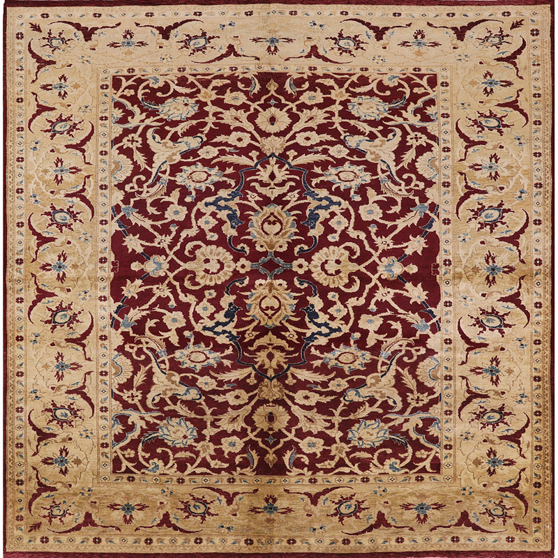 Tapis oriental rouge / beige Lebranche, Carré 5 pi
