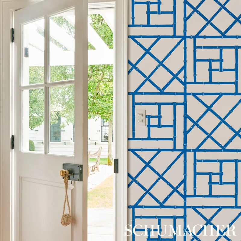 Schumacher x Cristina Buckley Trellis Wallpaper, Indigo