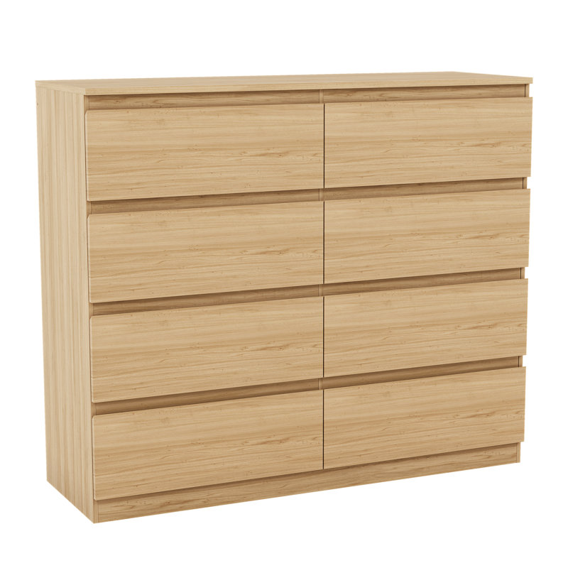 Cunha 8 - Drawer Wide Chest of Drawers, Large Bedroom Storage Cabinet, Pine