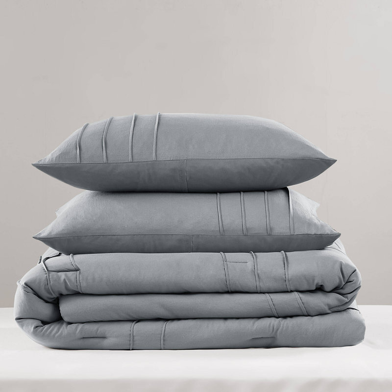 Soft Washed Microfiber Twin Bedding Sets, Pleated Modern Home Comfort