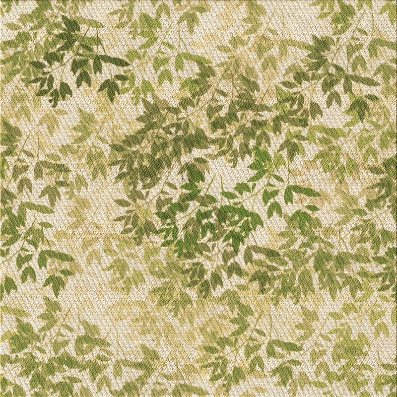 Tapis floral en laine vert, Carré 8 pi