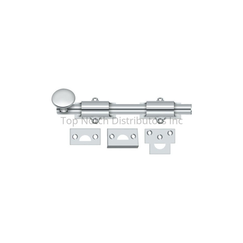 Boulon de surface 8 po Deltana 8SB26; robuste; finition chrome brillant, Chrome poli, H 1,25 po x l 8 po x P 1 po