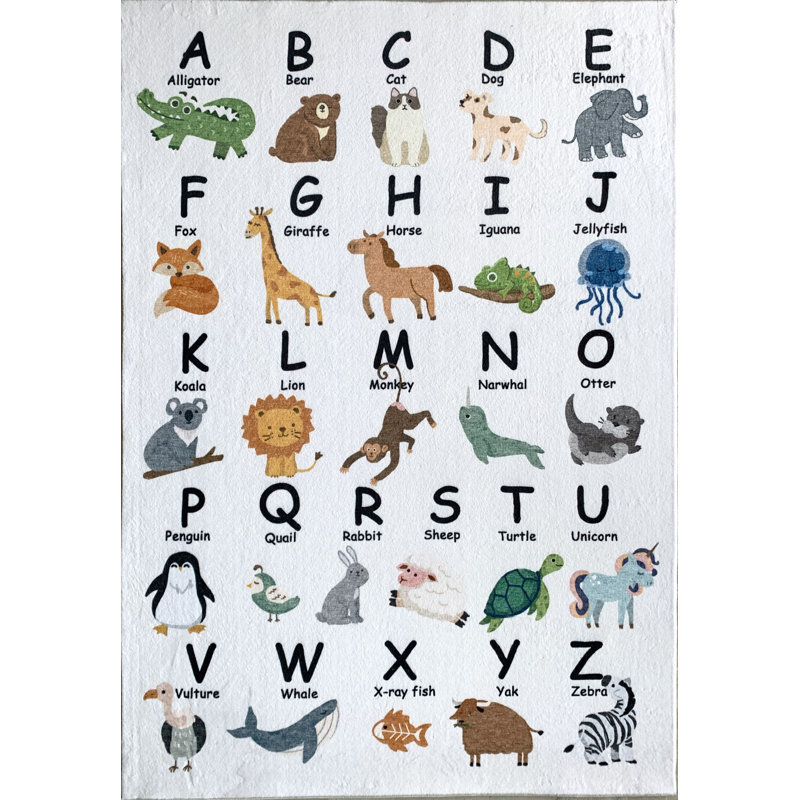 Tapis juvénile alphabet juvénile gris et vert 5 pi x 8 pi
