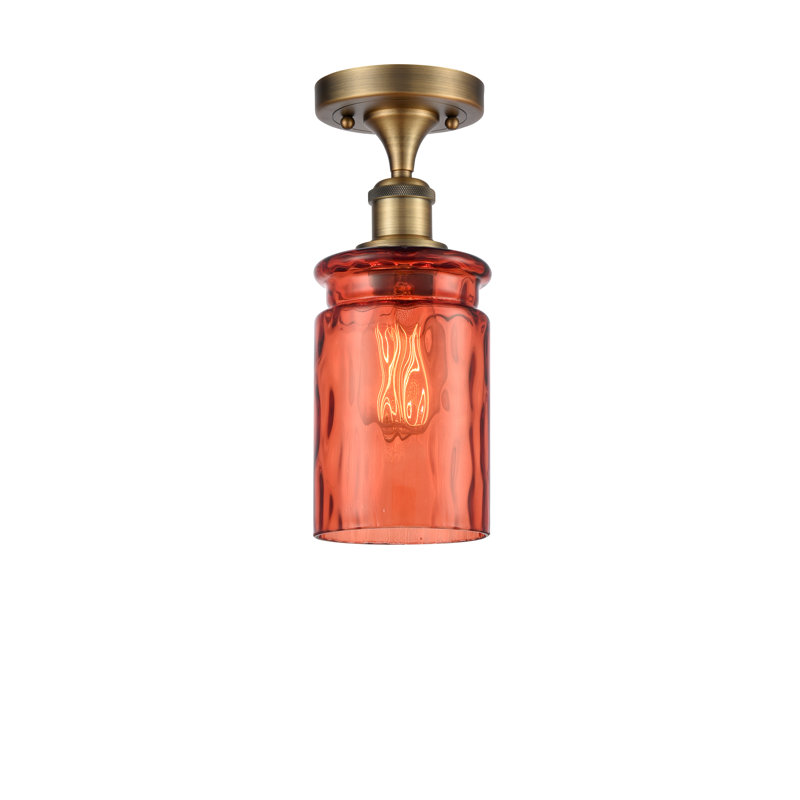 Plafonnier semi-encastré 1 lumière 4,75 po Binkley, Laiton brossé, Transparent, Ampoule DEL rétro de 3,5 watts