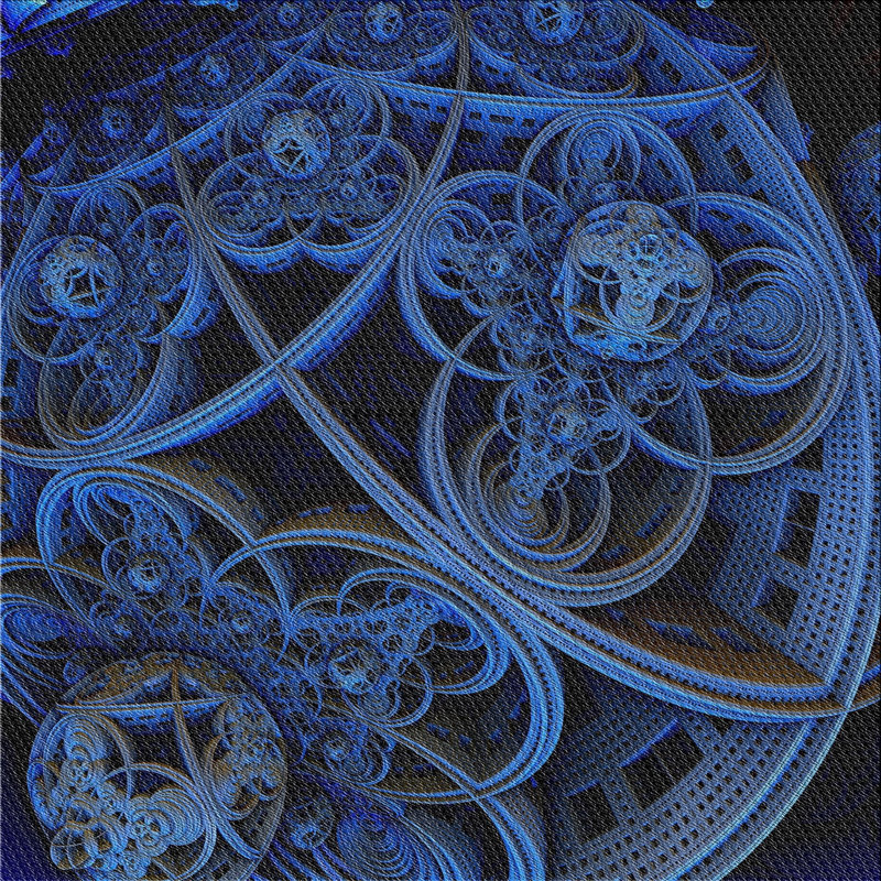 Tapis noir/bleu à motifs, Carré 3 pi