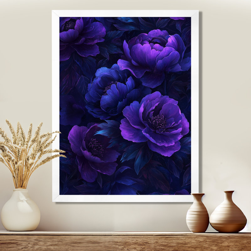 Itasca - Floral Canvas Wall Art, H 40 po x l 30 po, Reproduction encadrée sans passe-partout, Blanc