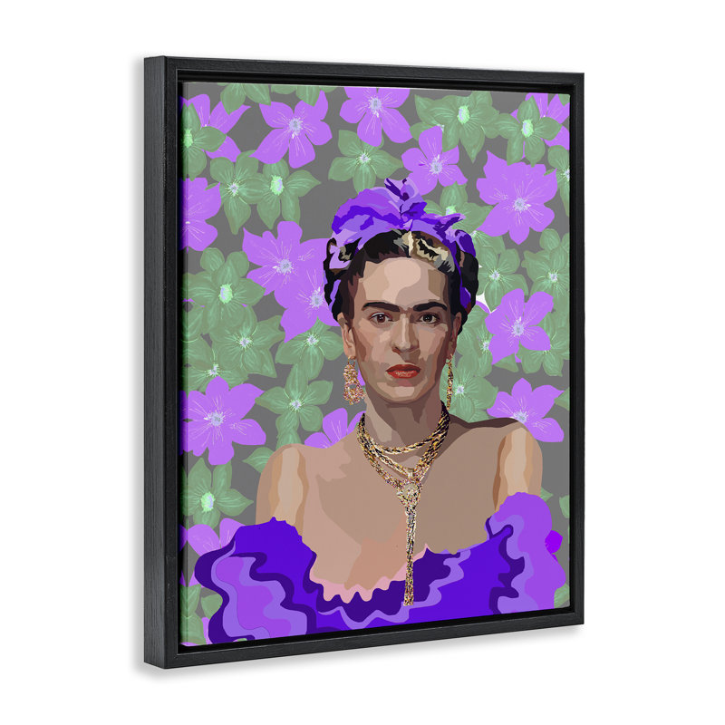 Cadre flottant Floral Reverie Frida, design par Lynnda Rakos, Cadre flottant noir de jais, H 21 po x l 17 po