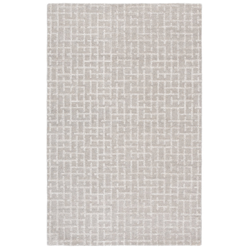 Ebony Hand Tufted Wool, Cotton Geometric Indoor Rug, Rectangle 9' x 12'
