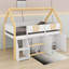Lit mezzanine bas avec lumières DEL, lit mezzanine en bois avec escalier et barrière de sécurité-973506248