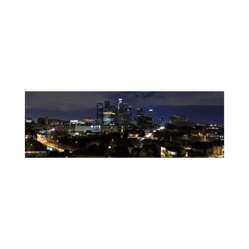 Los Angeles Panoramic Skyline Cityscape (Night) - Wrapped Canvas Panoramic Print, 30.48 cm H x 91.44 cm W x 1.91 cm D
