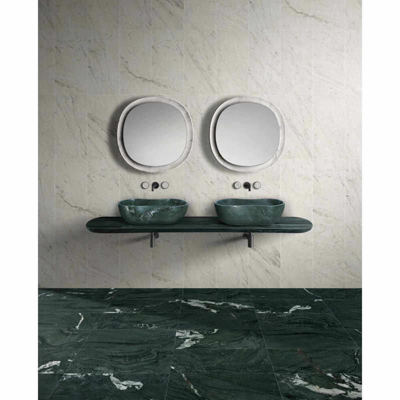 Roomfitters Marble Bathroom Vessel Sink, Natural Stone Countertop Wash Basin, Polished Oval Vanity Sink, Green, Green