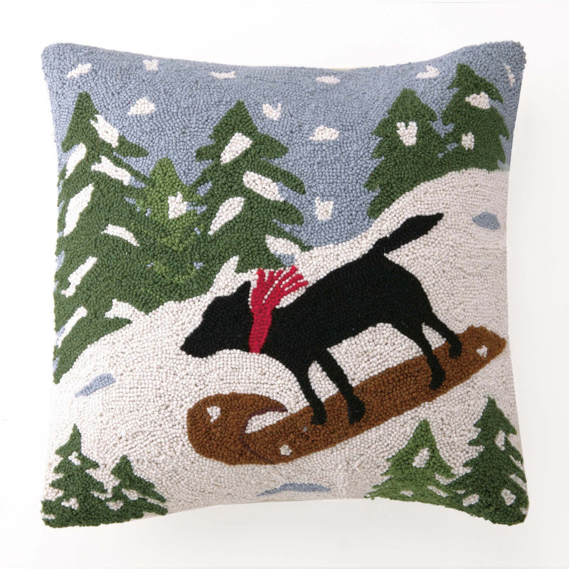 Coussin noir en laine