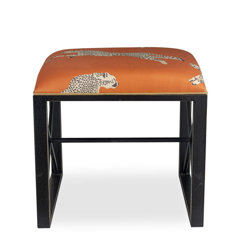 Medallion Single Black Leaping Cheetah Clementine Bench, Clementine Orange, Clementine Orange/Black Crackle