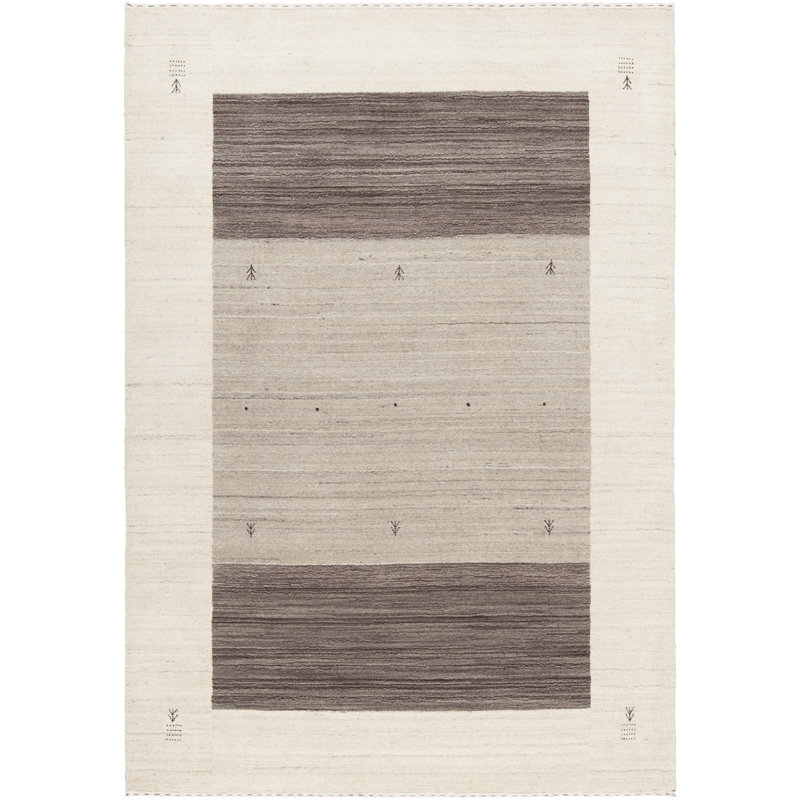Elantra Wool Abstract Area Rug in Cream And Brown, 9' x 13'
