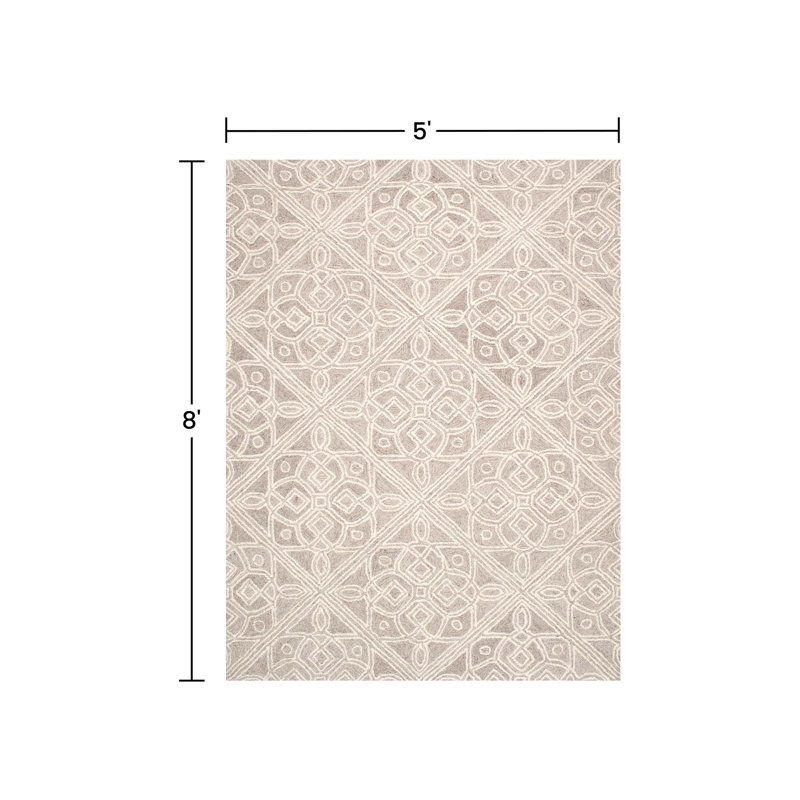 (5' x 8' ft) Hand Tufted Wool Carpet with Latex Back, Anti-Skid Carpet, Rectangle 8" x 5"