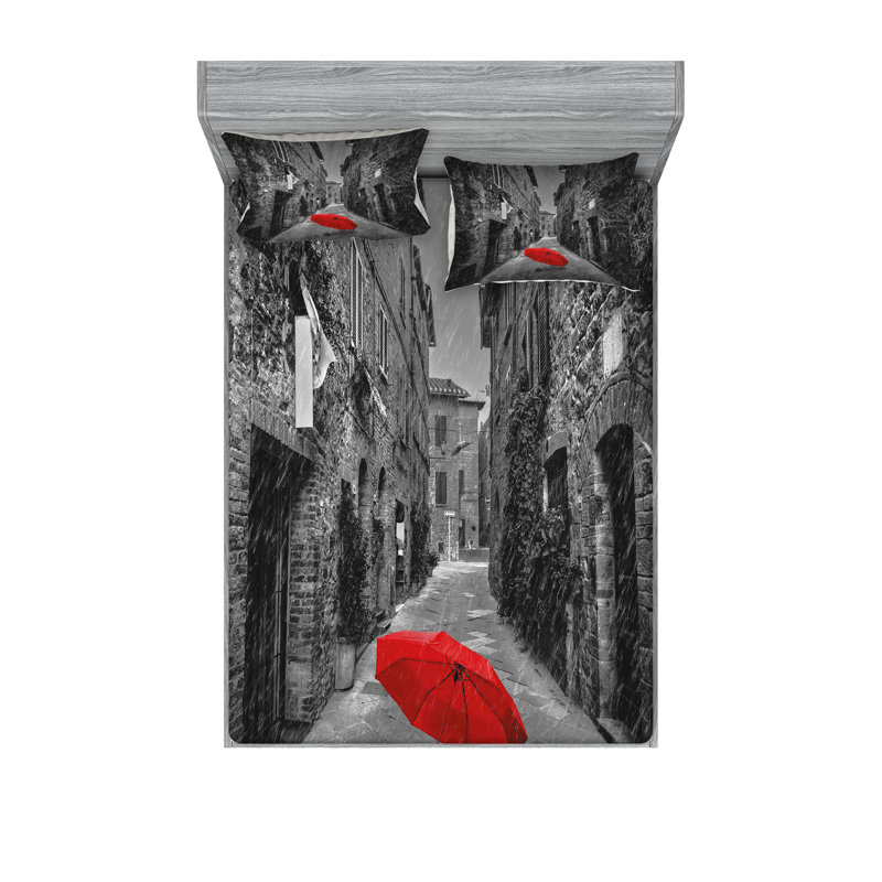 Drap-housse noir et blanc Ambesonne, Ensemble de draps pour très grand lit californien